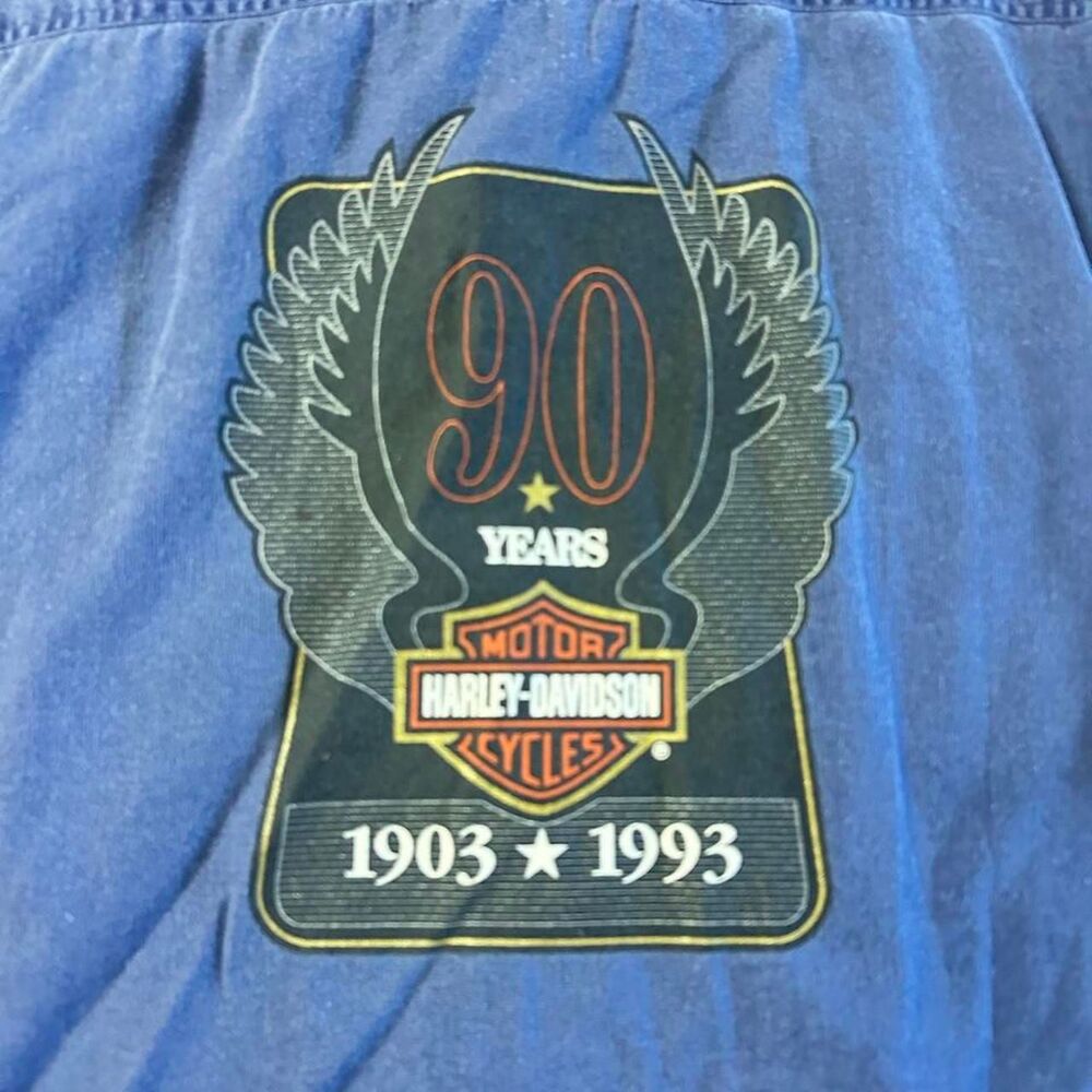 Men’s XL Vintage 1993 Harley Davidson 90th Anniversary Shirt Denim Biker 90s
